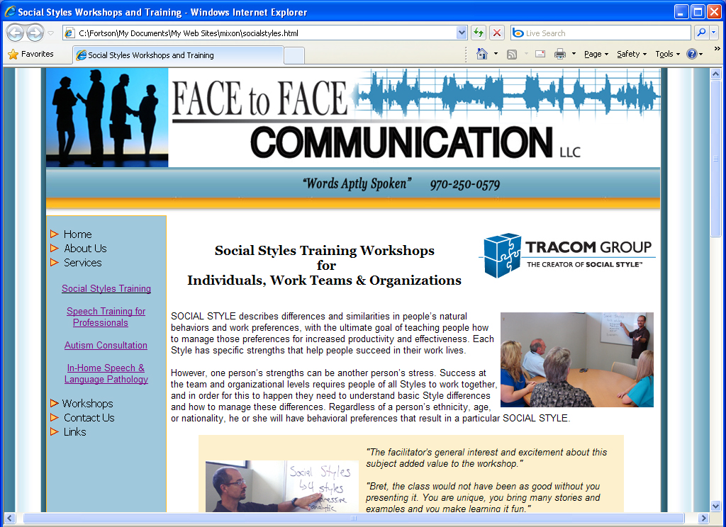 Web Design and SEO for Face to Face Communications